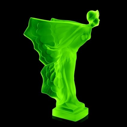 1930 h hoffmann art deco green vaseline uranium glass flying lady rolls royce hood ornament 2