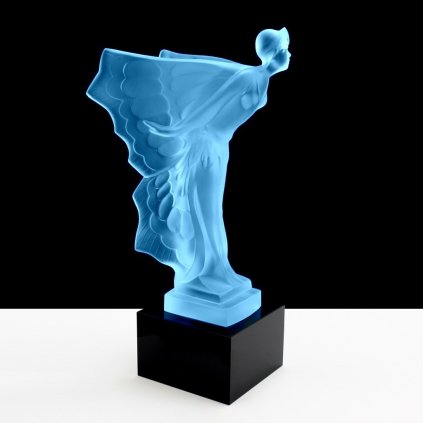 art deco blue glass sculpture rolls royce spirit of ecstasy hood ornament flying lady 1930 h hoffmann