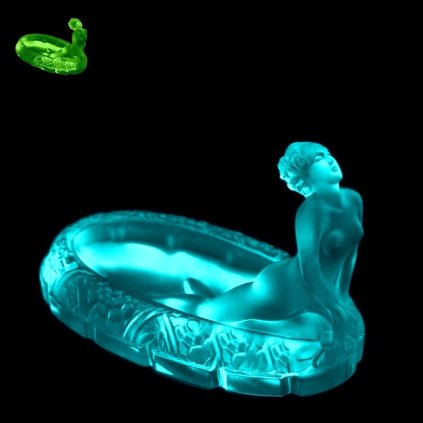 1930 h hoffmann art deco aquamarine uranium glass small jewelry bowl