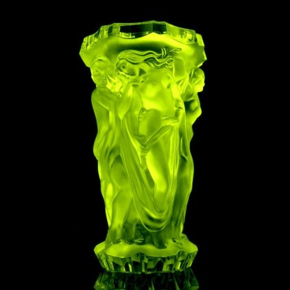 uranium glass art deco bacchantes tall vase by H Hoffmann molds