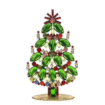 Vintage Czechoslovakian Rhinestones Standing Christmas Tree Small