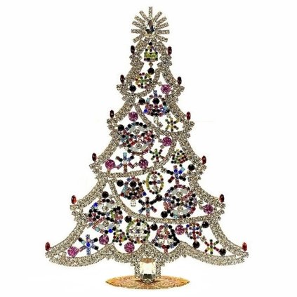 Vintage Czechoslovakian Rhinestones Standing Christmas Tree Extra Large