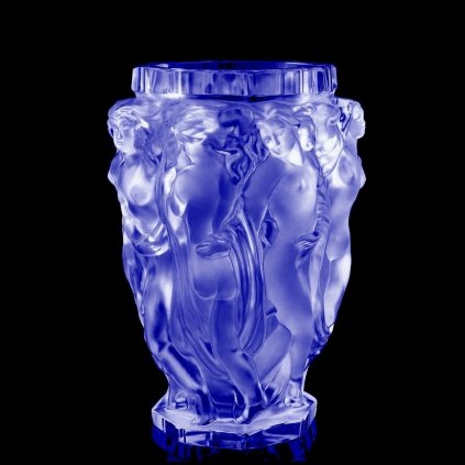 glamorous art deco blue glass bacchantes vase 1930 h hoffmann by lalique