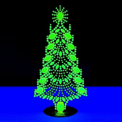 vaseline uranium glass rhinestones standing christmas tree large 7