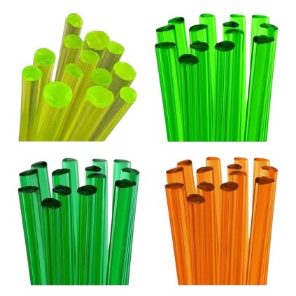 Uranium glass rods mixed colors set – Czech yellow, green, deep green and amber rods