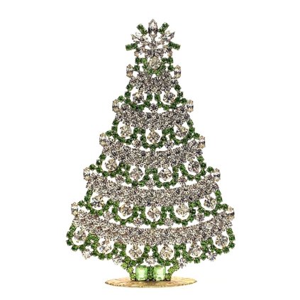 Vintage Czechoslovakian Rhinestones Standing Christmas Tree Large