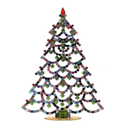 Vintage Czechoslovakian Rhinestones Standing Christmas Tree Large
