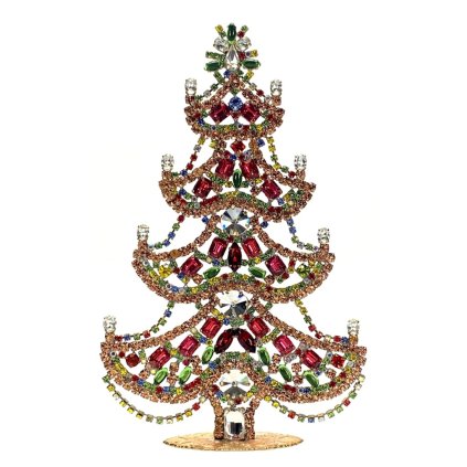 Vintage Czechoslovakian Rhinestones Standing Christmas Tree Large
