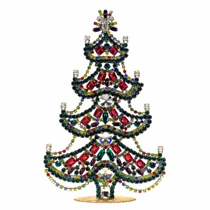 Vintage Czechoslovakian Rhinestones Standing Christmas Tree Large