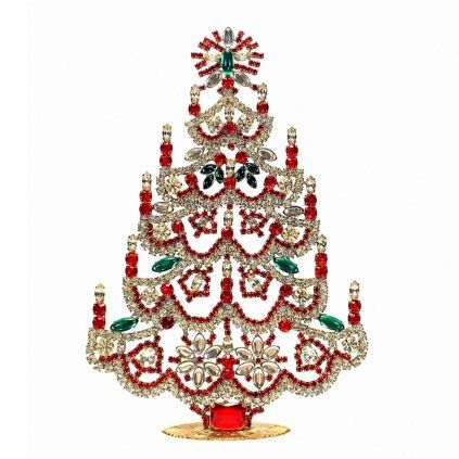 Vintage Czechoslovakian Rhinestones Standing Christmas Tree Large