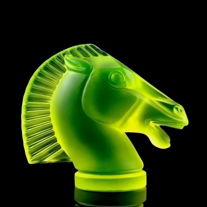 Art Deco Longchamp hood ornament in yellow uranium glass