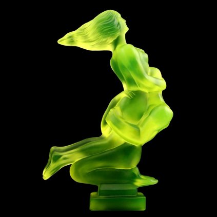 uranium glass hood ornament Lovers Art Deco car mascot by H. Hoffmann
