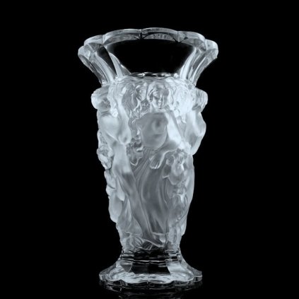 Glamorous Bohemian Art Deco Nude Bacchantes Satin Glass Large Vase