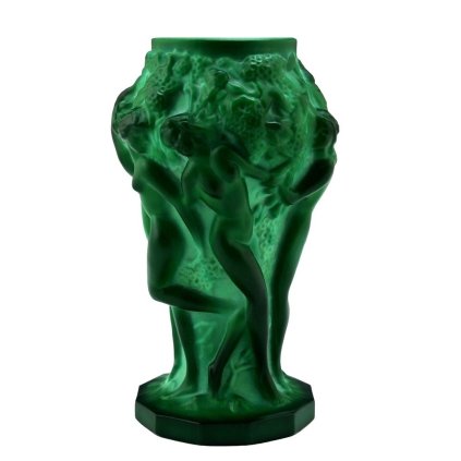 art deco nude nymphs with grapes vase malachite glass by H. Hoffmann