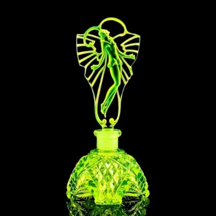 art deco bohemian vaseline glass collectible perfume bottle 3