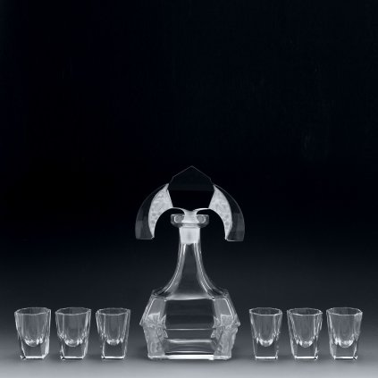 Glamorous French Art Deco Glass Decanter Whiskey Set 1930' H.Hoffmann