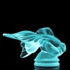 Uranium glass Art Deco fish figurine with flowing fins and satin matte surface, blue uranium glass