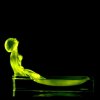 Detail of H. Hoffmann Art Deco uranium glass figurine bowl, Bohemian vaseline glass with satin surface.