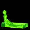 Bohemian uranium vaseline glass figural bowl featuring seated lady in bath-shaped basin — artdeco1930.com