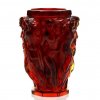 glamorous art deco nude ladies rare red glass bacchantes vase h hoffmann by lalique