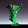 hood ornament flying lady malachite glass side view Art Deco car mascot by H. Hoffmann