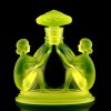 uranium glass art deco display perfume bottle with nude ladies h hoffmann uv reactive