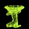 1930s H. Hoffmann Art Deco Uranium Glass Sculpture Bowl – Bohemian Vaseline Glass glowing under UV light