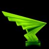 uranium glass hood ornament lightning showing green UV glow