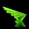 uranium glass hood ornament lightning showing green UV glow