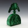 Green malachite Art Deco perfume bottle seated lady by H Hoffmann 1930s marbled Bohemian glass Lalique-style