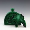 Art Deco 1930s H Hoffmann green malachite marbled glass perfume bottle seated lady Lalique-style
