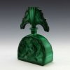 Bohemian green malachite marbled perfume bottle 1930s Art Deco seated lady Lalique-style H Hoffmann