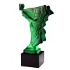 hood ornament flying lady malachite glass with black glass base detail Art Deco car mascot by H. Hoffmann