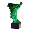 hood ornament flying lady malachite glass with black glass base Art Deco car mascot by H. Hoffmann