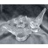 Clear Frosted Glass Figurines 3 Sparrows 1930' H.Hoffmann