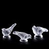 Clear Frosted Glass Figurines 3 Sparrows 1930' H.Hoffmann