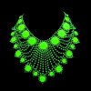 uranium glass Art Deco fan radiance necklace with strong green UV glow