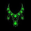 uranium glass triple spider necklace glowing green under UV light