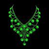 uranium glass rosette cascade necklace glowing green under UV light