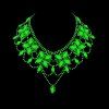 uranium glass blossom cascade necklace glowing green under UV light