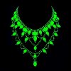 uranium glass oval chandelier necklace glowing green under UV light