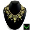 Art Deco Necklace Vintage Vaseline Uranium Glass Beads