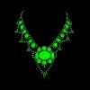 uranium glass rosette medallion necklace glowing green under UV light