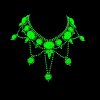 uranium glass grand oval draped necklace glowing green under UV light