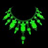 uranium glass crowned emerald-cut necklace glowing green under UV light