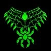 uranium glass Art Deco spider necklace glowing bright green UV glow