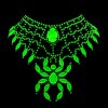 uranium glass Art Deco spider necklace with strong green UV glow
