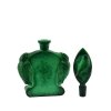 Bohemian malachite glass perfume bottle with sculpted birds, rare 1930s Art Deco H. Hoffmann piece – artdeco1930.com