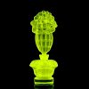 yellow uranium glass Art Deco blossom cluster stopper perfume bottle Bohemian