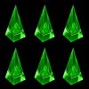 Bright yellow uranium glass pyramid paperweights set of 6 – strong neon UV glow – Bohemian vaseline glass – artdeco1930.com